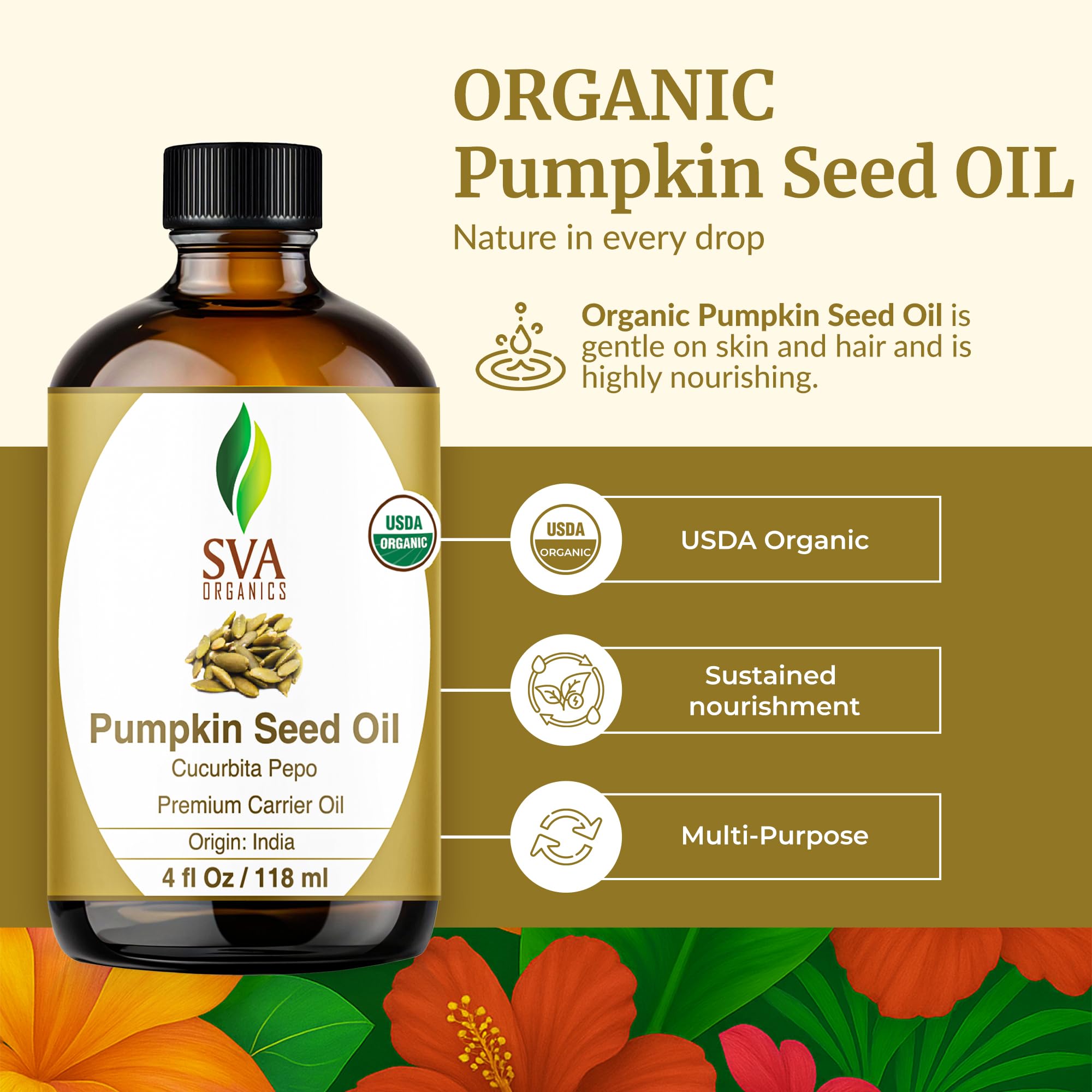 SVA Organics pumpkin seed oil dropper enables precise facial application.