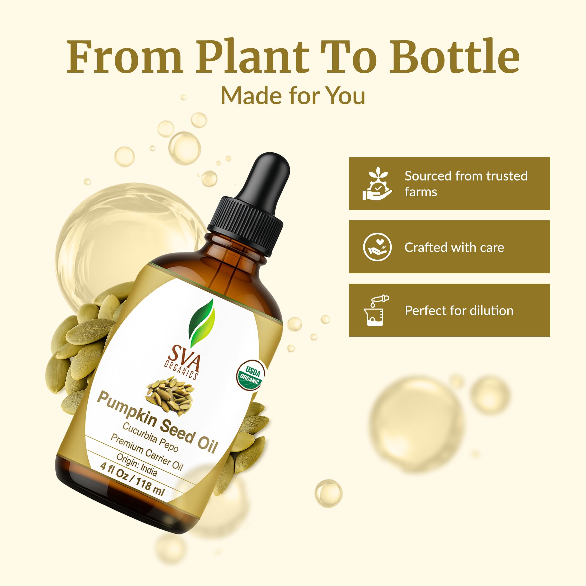 SVA Organics pumpkin seed oil massage on scalp supports hair nourishment.