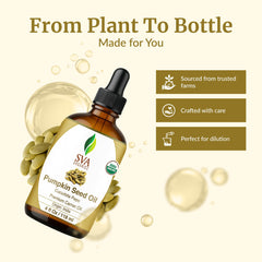 SVA Organics pumpkin seed oil massage on scalp supports hair nourishment.