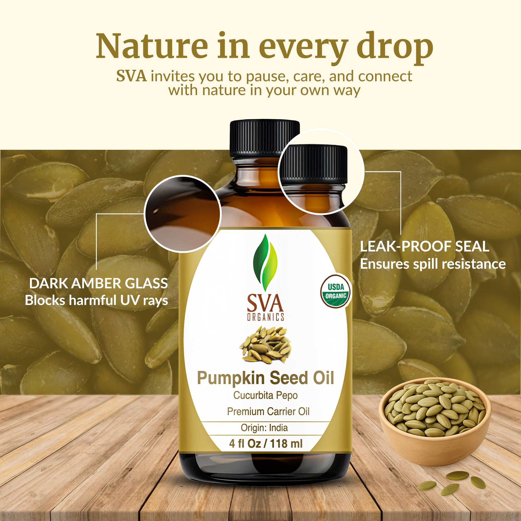 SVA Organics pumpkin seed oil blends with creams for enhanced moisturization.