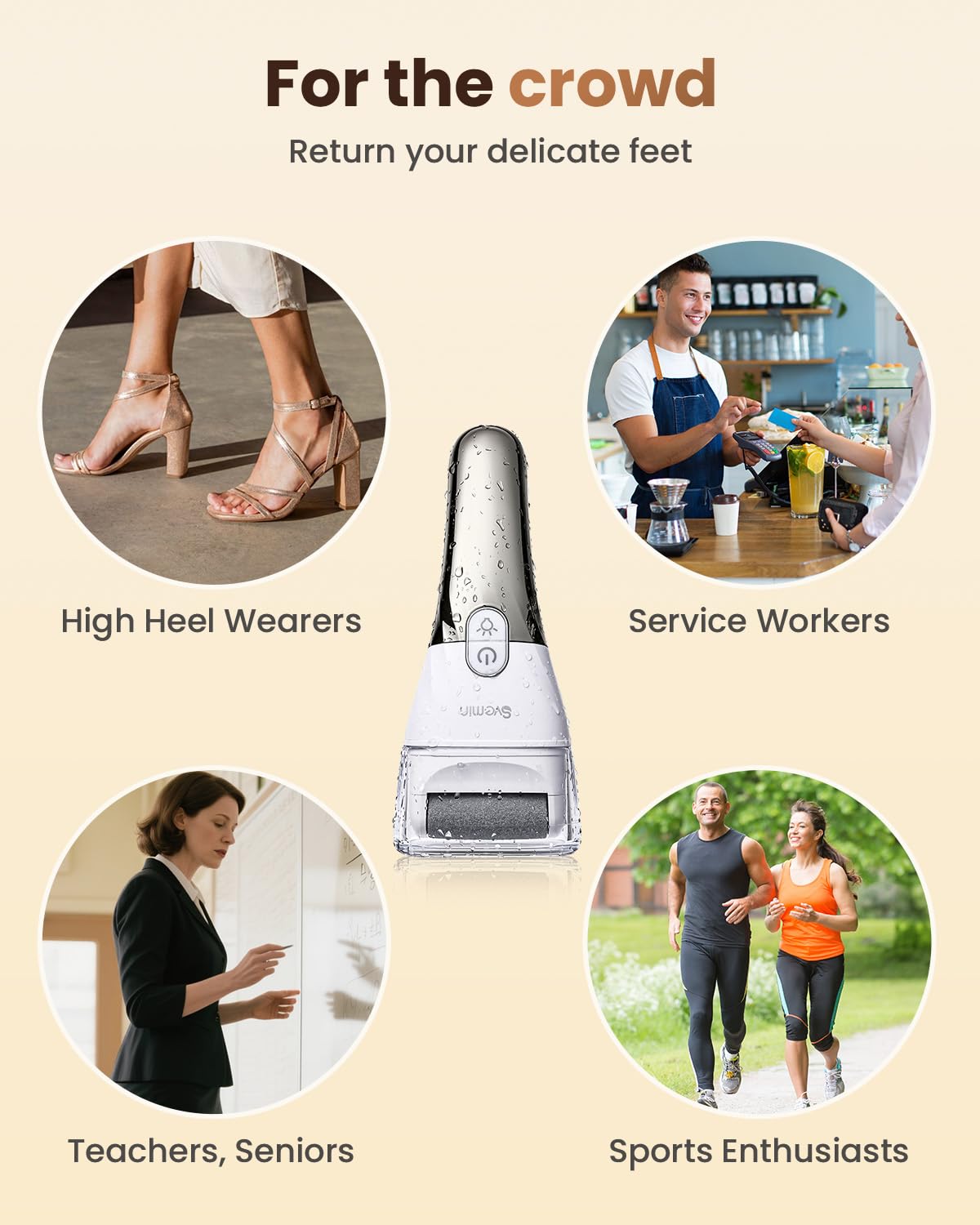 SVEMIN IPX4 waterproof foot file designed for wet or dry use.