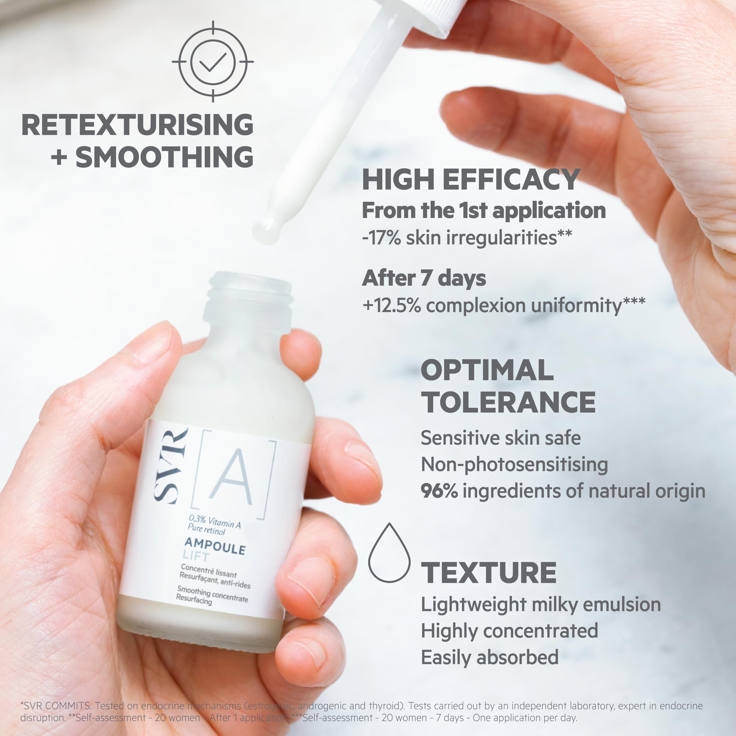 SVR A Concentrate bottle-with-label shot reinforces premium skincare routine integration.