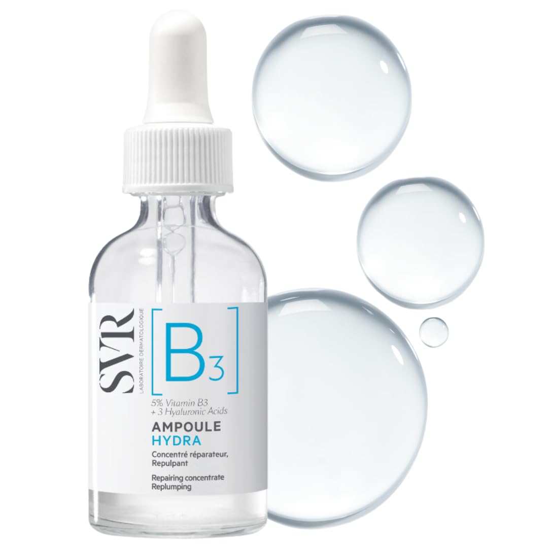 SVR B3 concentrate bottle highlights hydrating, plumping potential for smoother skin.