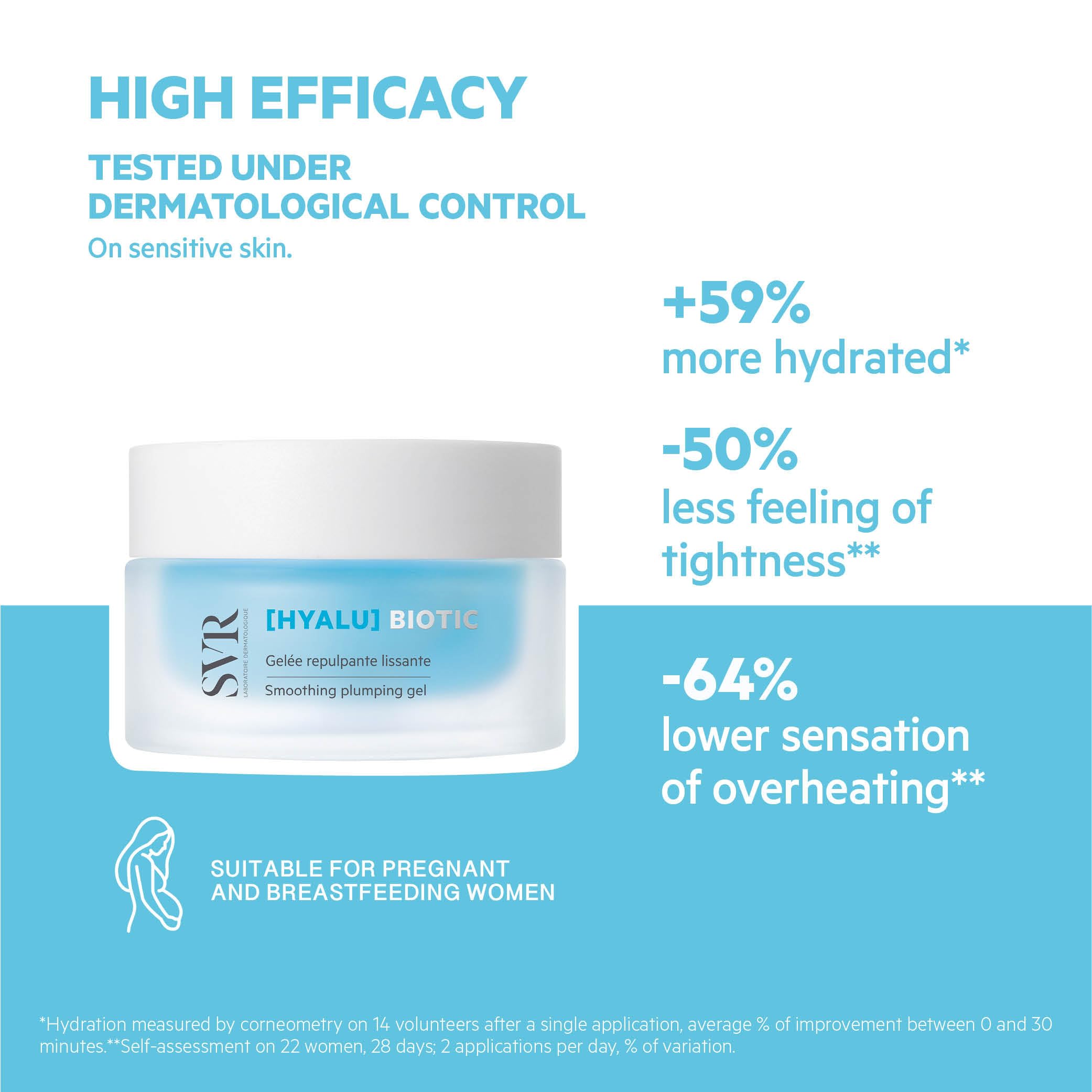 SVR HYALU Biotic probiotics skin layer suggests microbiota support for comfort.