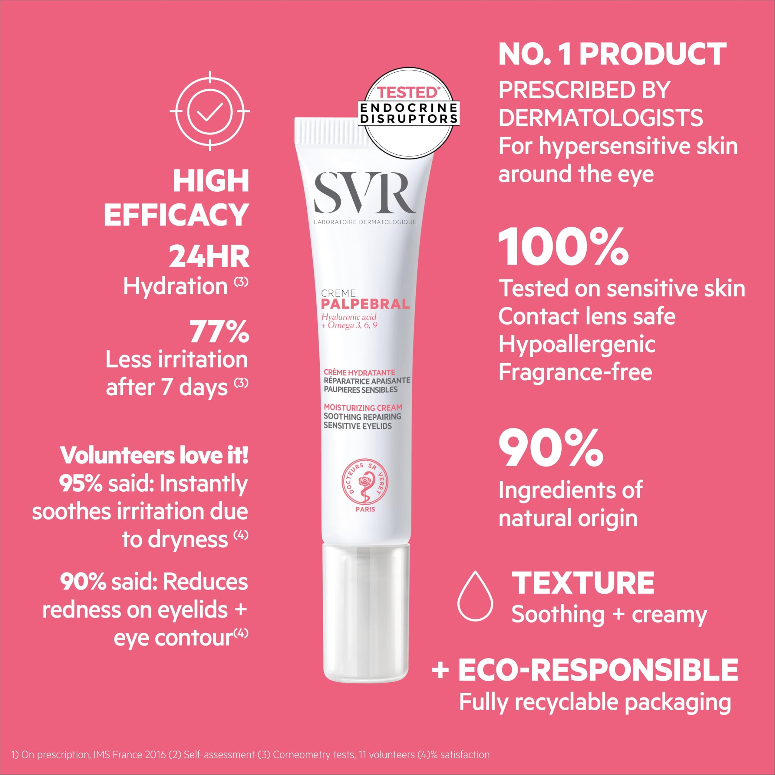 SVR Palpebral Eye Cream fragrance-free badge highlighted on bottle.