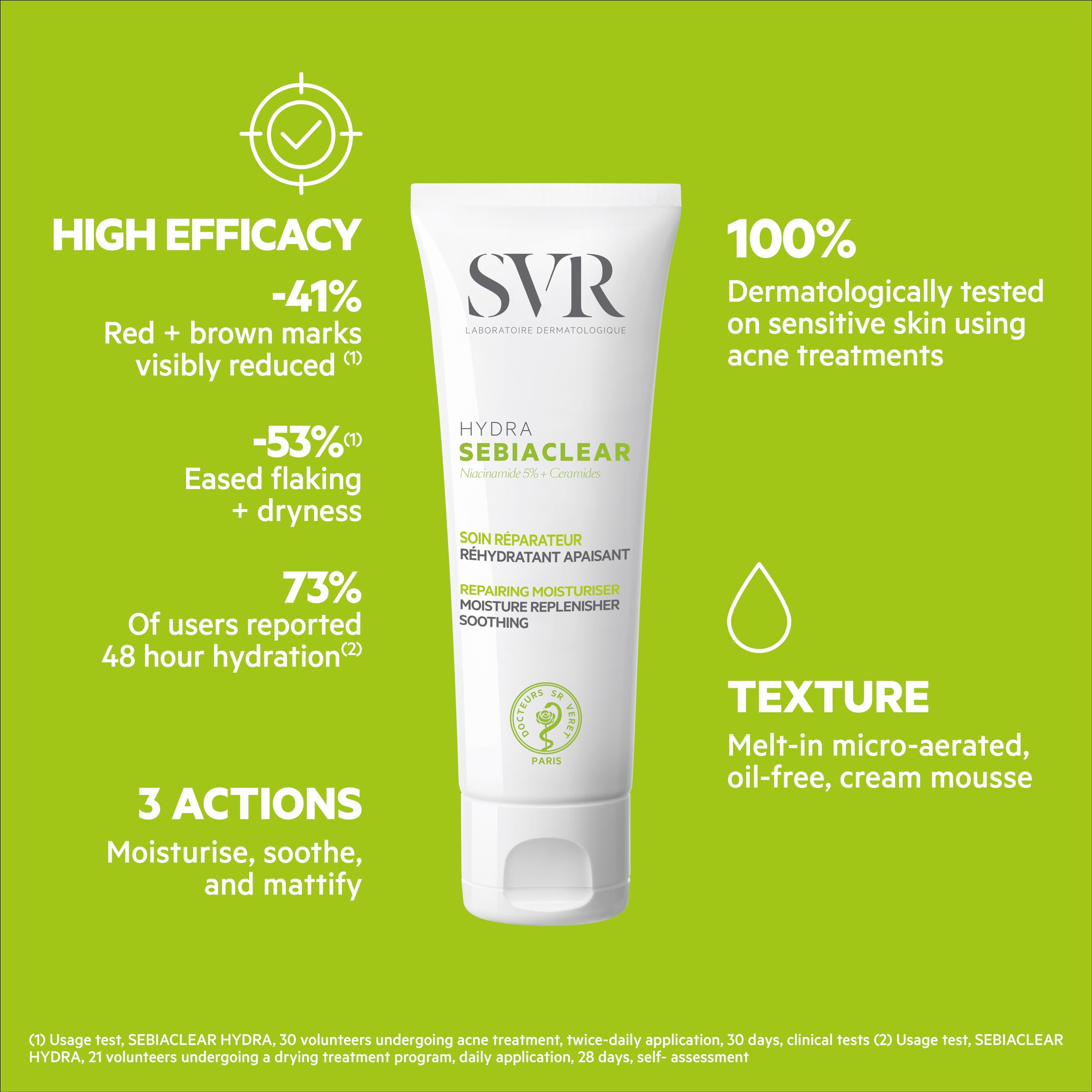 SVR Sebiaclear close-up skin shows calm, clarified appearance during treatment.