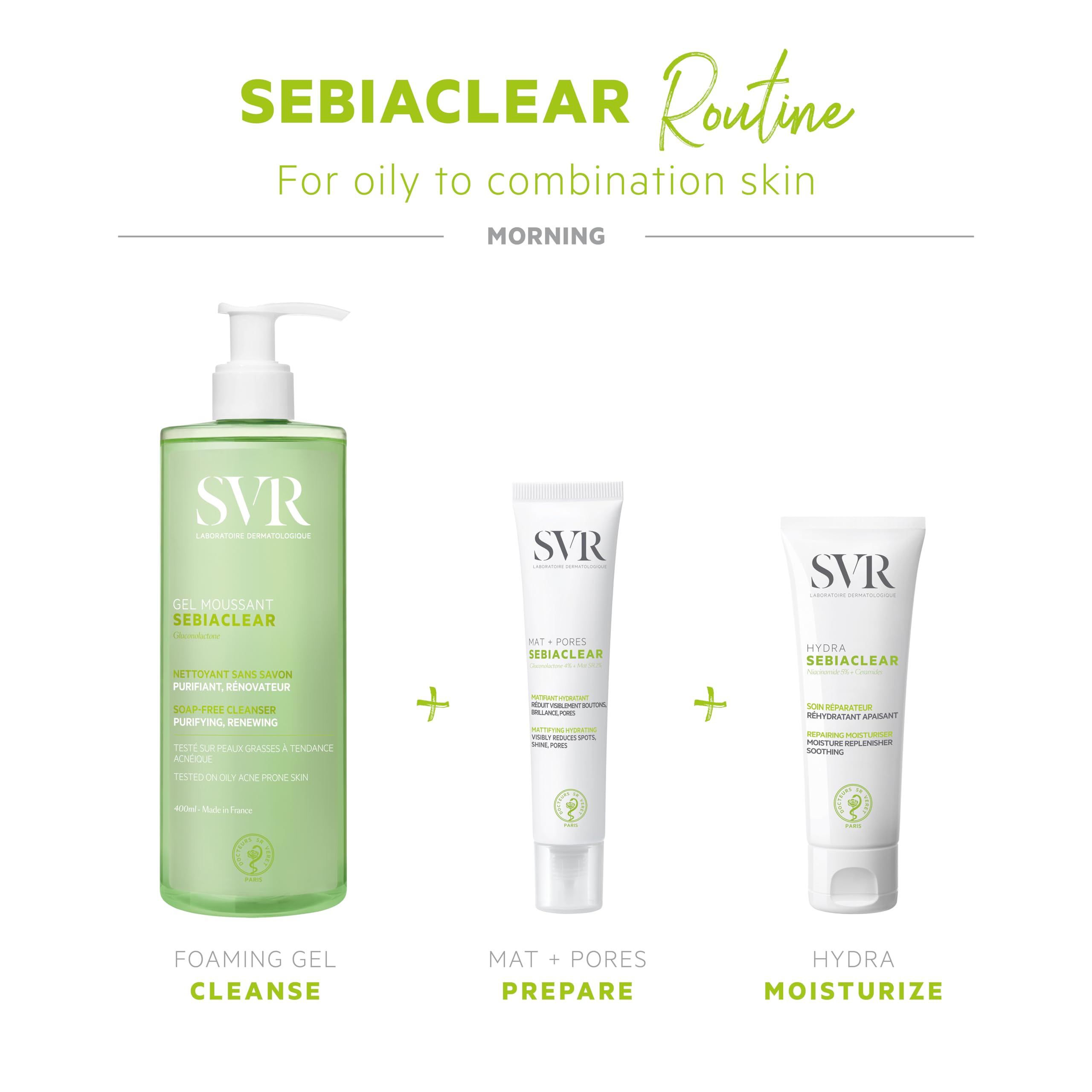 SVR Sebiaclear cream matte finish texture demonstrates non-greasy coverage ideal for oily skin.