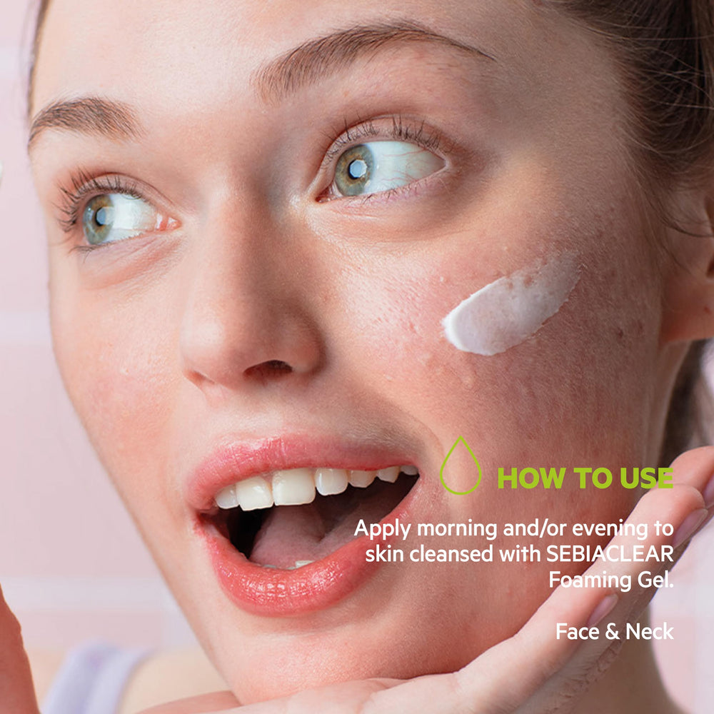 SVR Sebiaclear daily-use routine demonstrates a soothing step for day or night skincare.