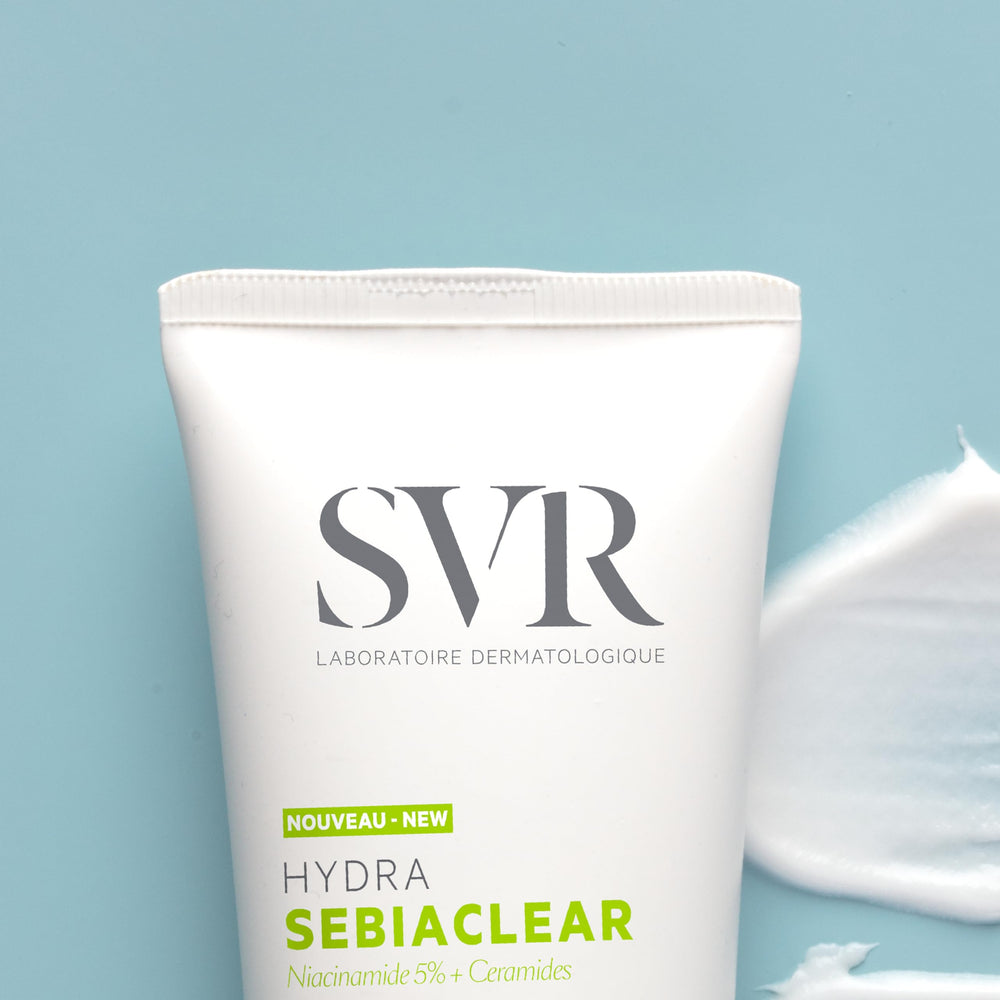 SVR Sebiaclear hyaluronic acid hydration boosts plumpness for dehydrated, acne-prone skin.
