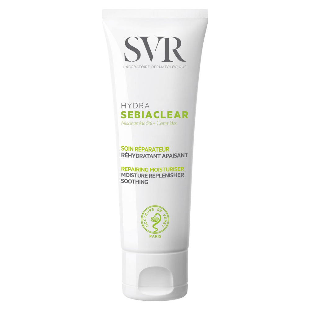SVR Sebiaclear moisturizing bottle pump enables easy, controlled application for daily hydrating care.