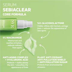 SVR Sebiaclear serum matte finish on skin promotes shine-free base makeup.
