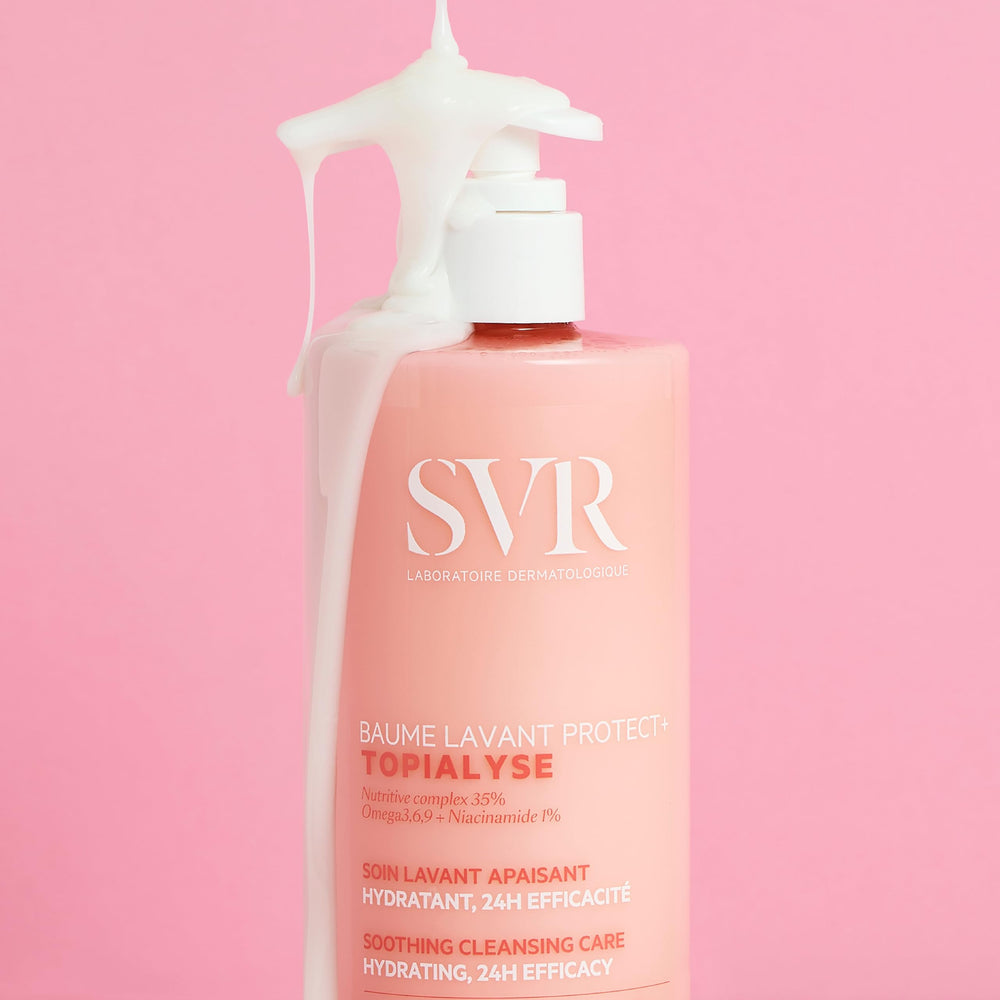 SVR Topialyse cleansing balm used on face, body, hair.