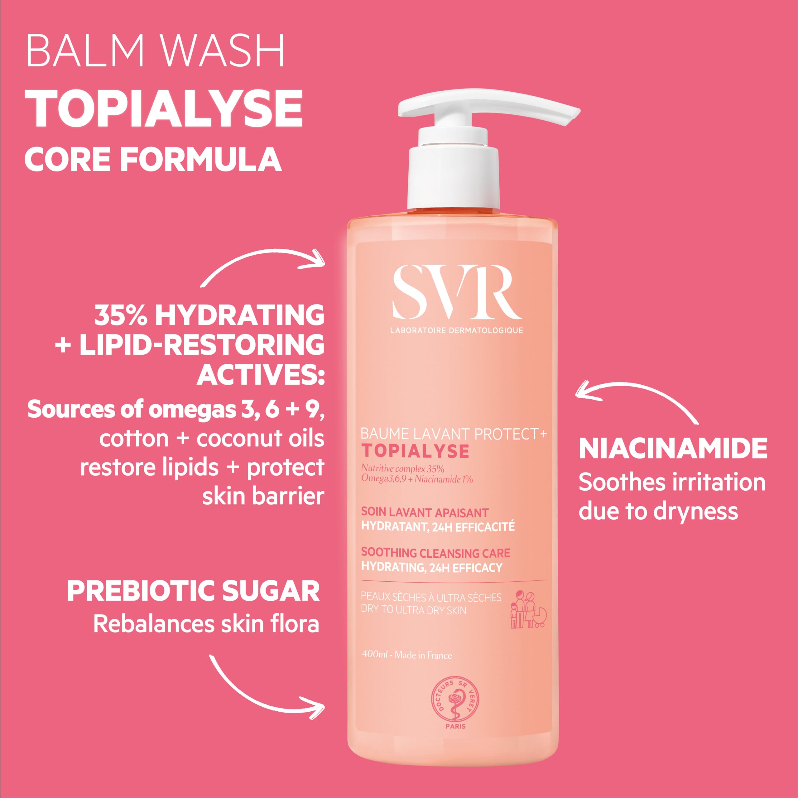 SVR Topialyse fragrance-free cleansing balm keeps skin comfortable.