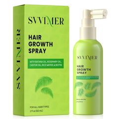 Svvimer Hair Growth Serum Spray bottle shows lightweight formula for daily scalp care
