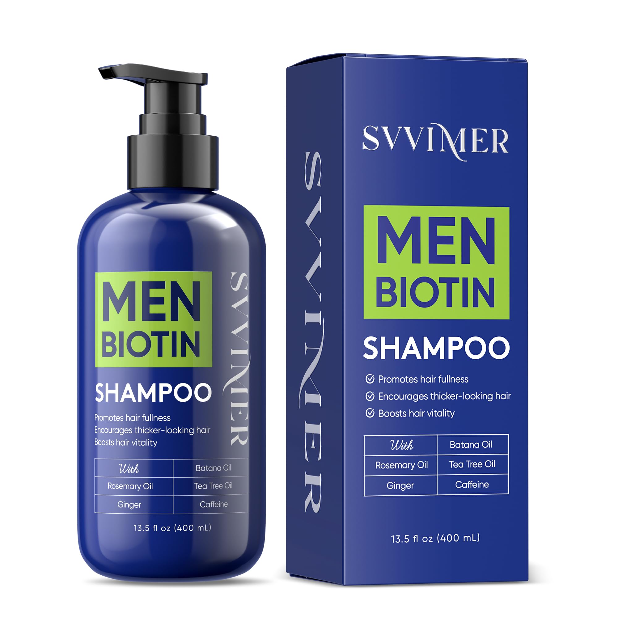 Svvimer Hair Growth Shampoo bottle front for fuller-looking, thicker hair.