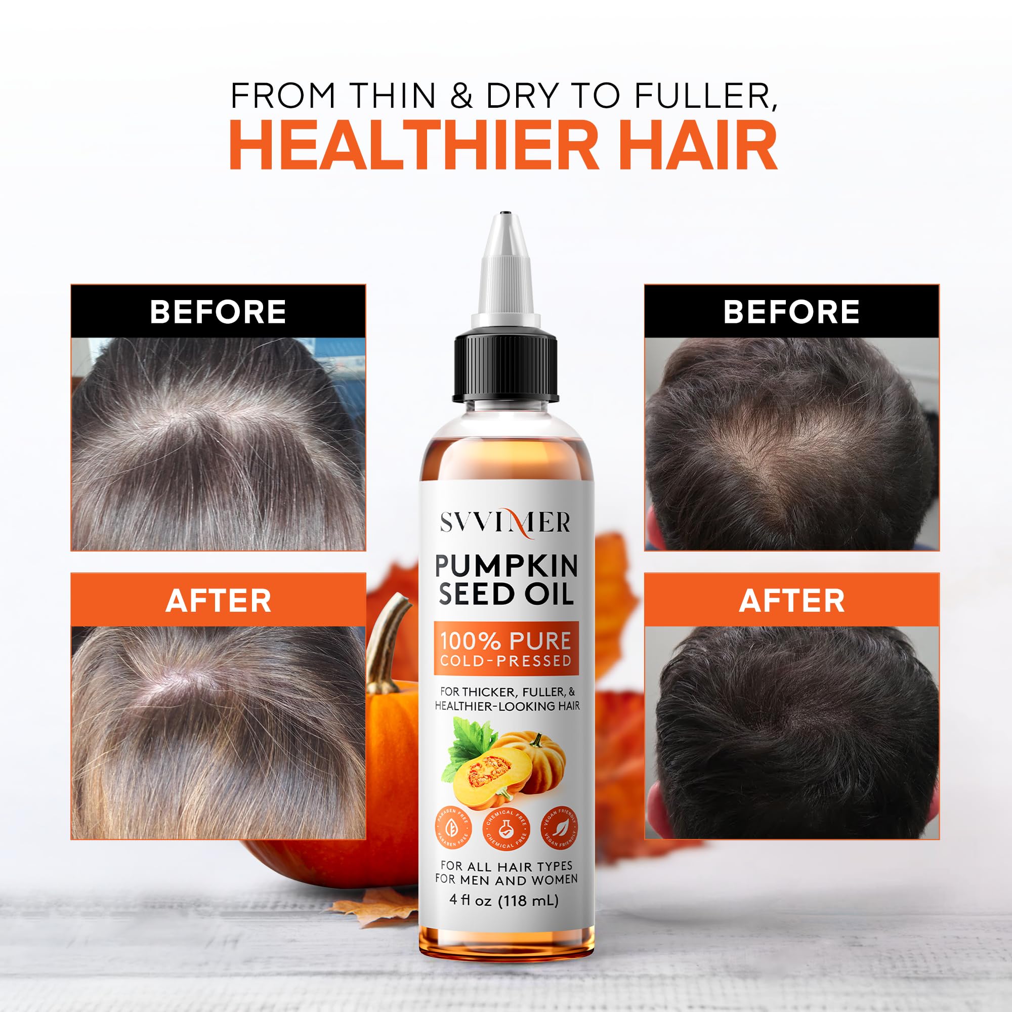 Svvimer Pumpkin Seed Oil on hair demonstrating lightweight nourishment for shine.