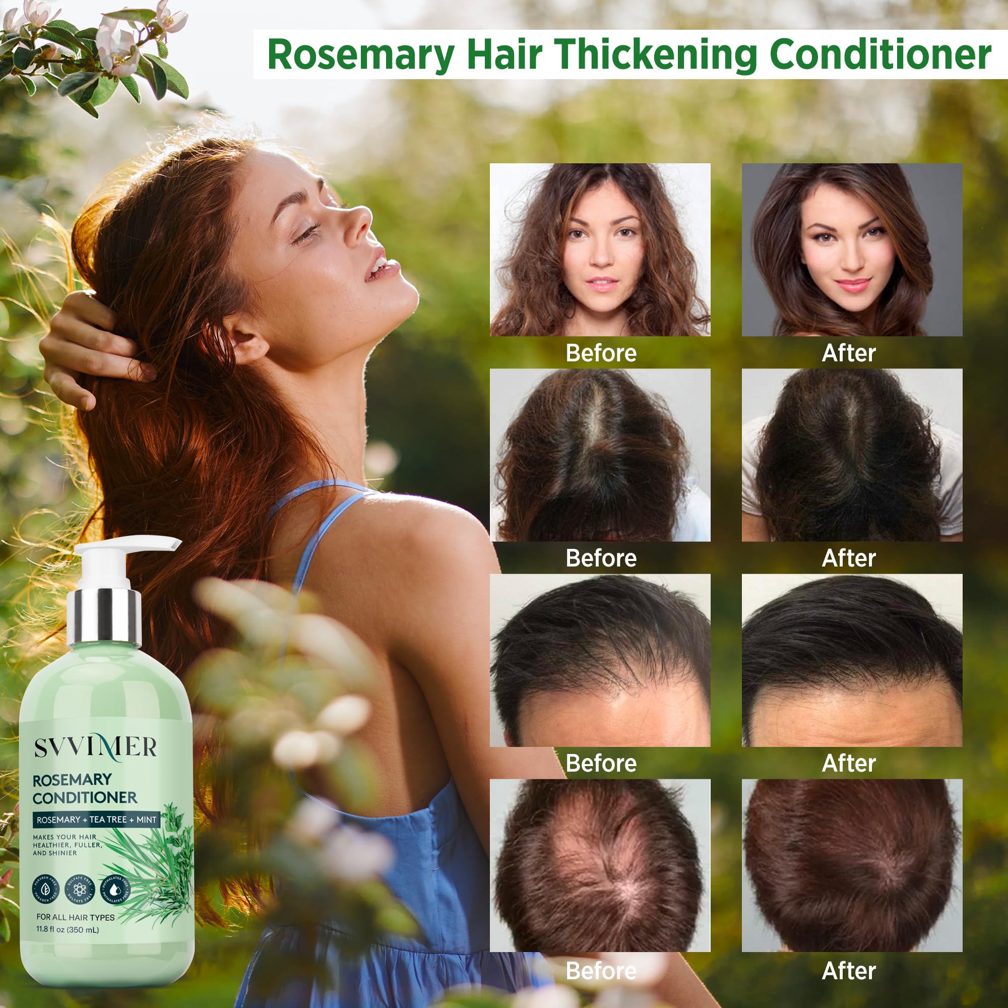 Svvimer Rosemary Conditioner pump dispensing for easy, mess-free application and smoother strands.