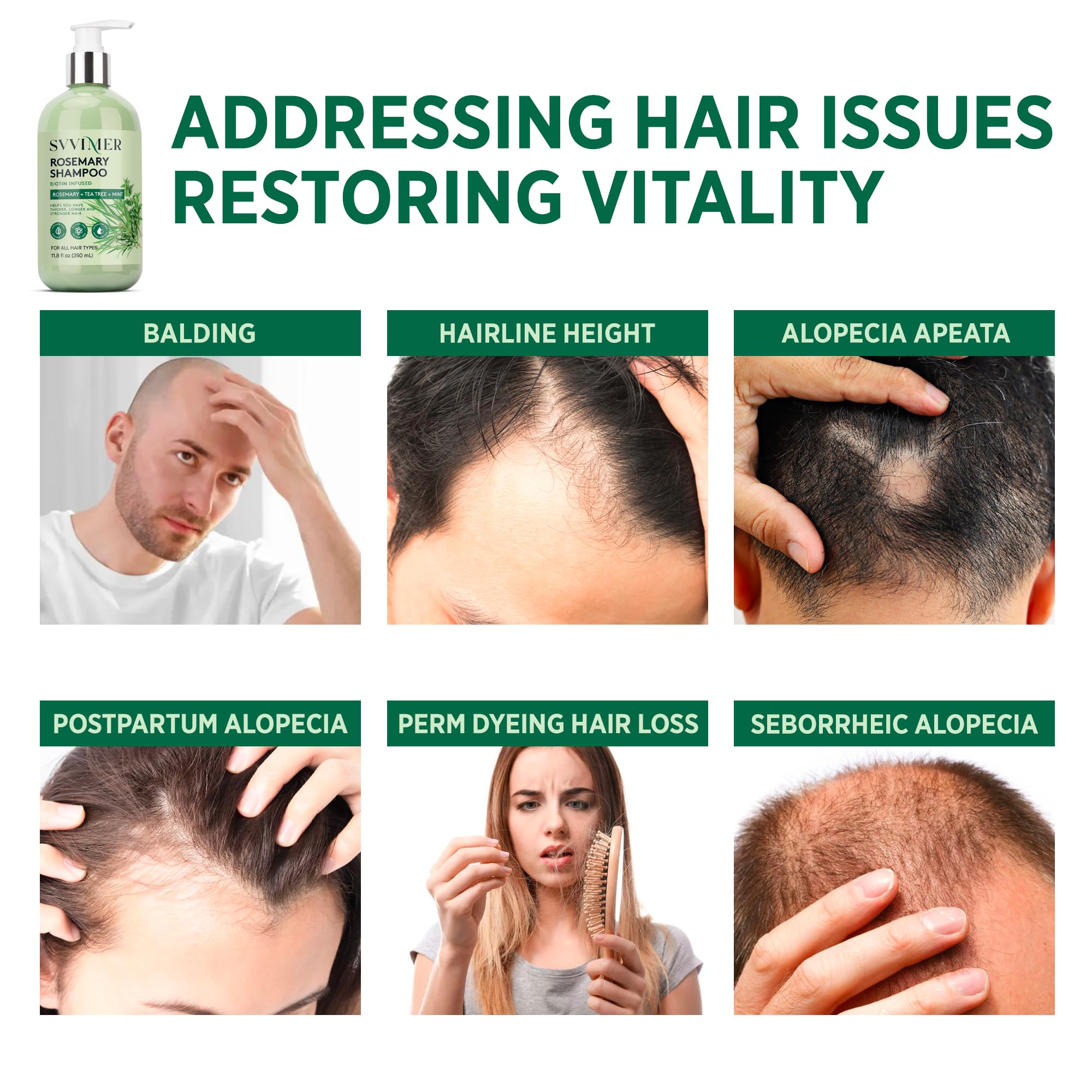 Svvimer Rosemary shampoo closeup of mint leaves implies cooling, moisturizing experience
