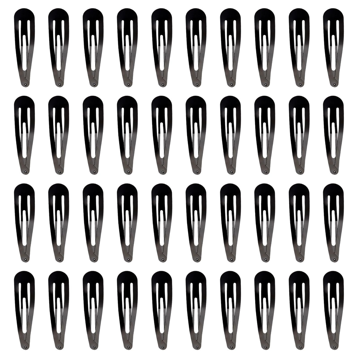 SWAIM 40pcs 2-inch black snap hair clips front view for secure everyday styling.