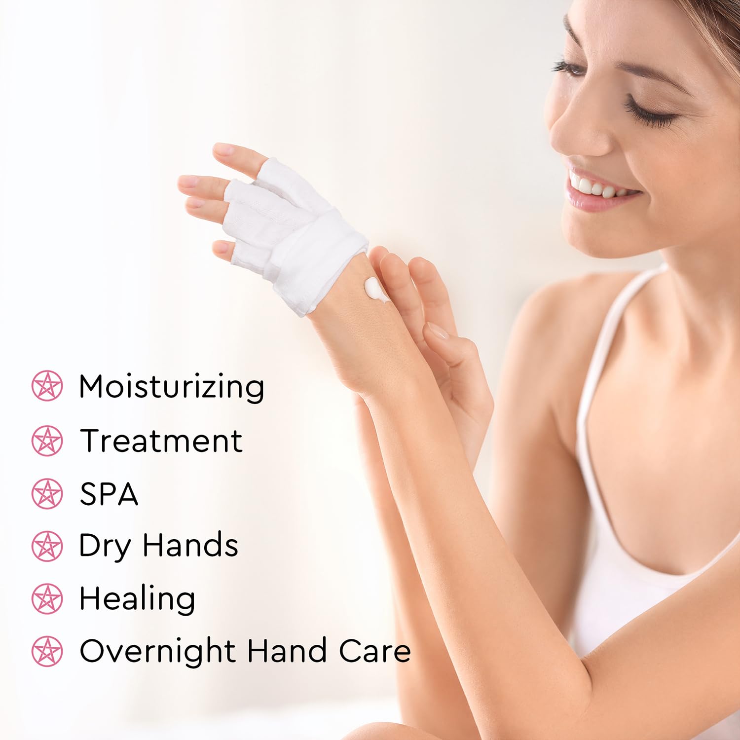 SWAKER fingerless design gloves on hand for texting and moisturizing