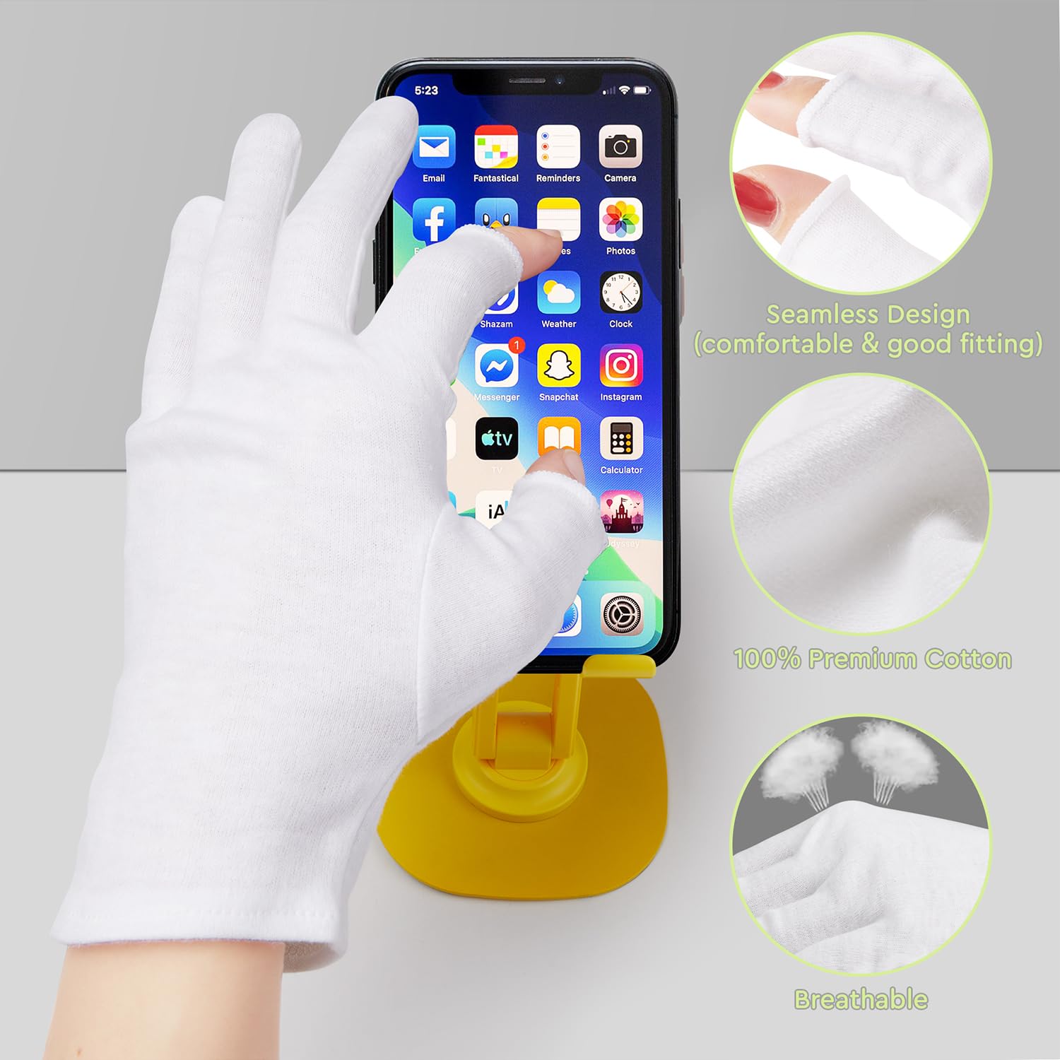 SWAKER gloves on hands at night to lock in moisture.