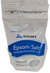 Swan Epsom Salt 16oz — bote abierto listo para disolver.