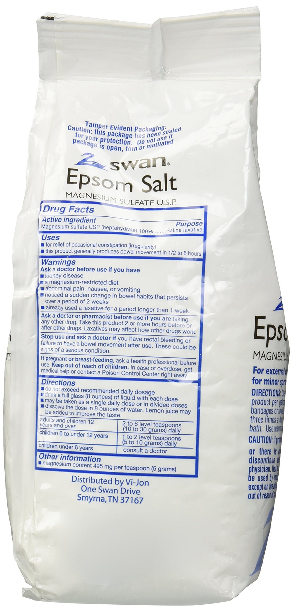 Swan Epsom Salt dissolving in bathwater for a relaxing mineral soak.