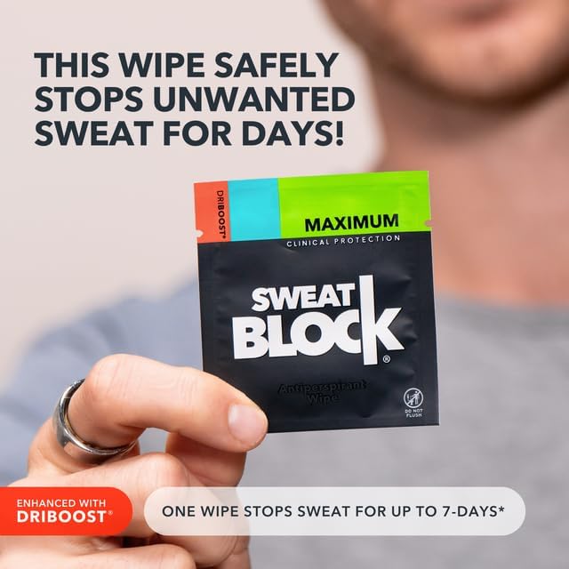 SweatBlock antiperspirant wipes closeup of a single wipe highlighting protection.