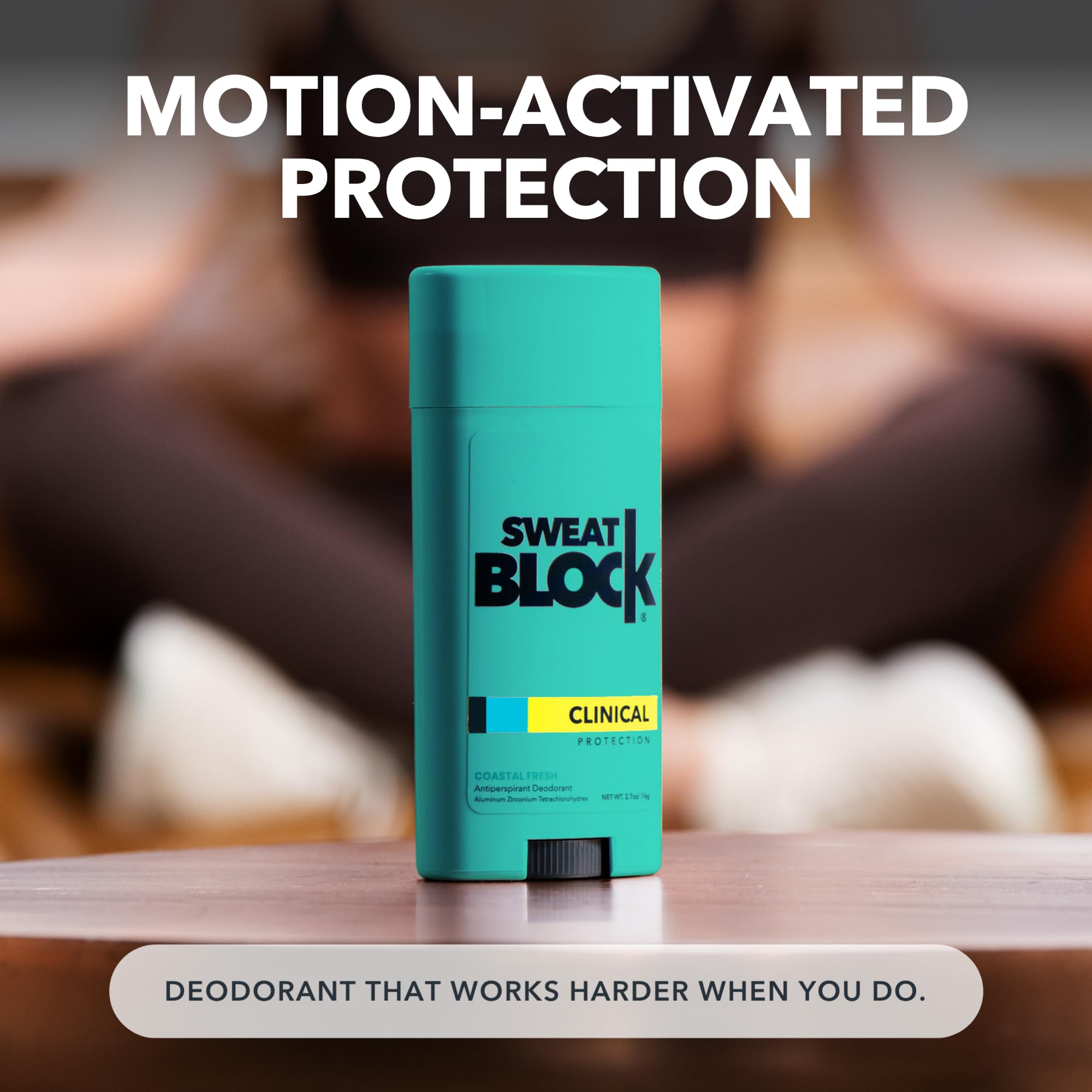 Gym bag-ready SweatBlock Coastal Fresh deodorant for on-the-go odor control.