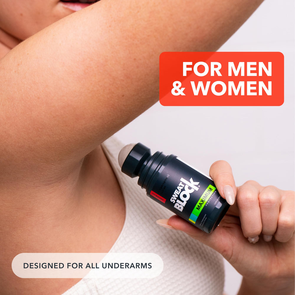 SweatBlock dermatologist-recommended box suggests trusted protection.