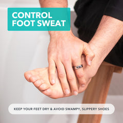 Non-greasy SweatBlock Foot Lotion absorbs quickly after application.