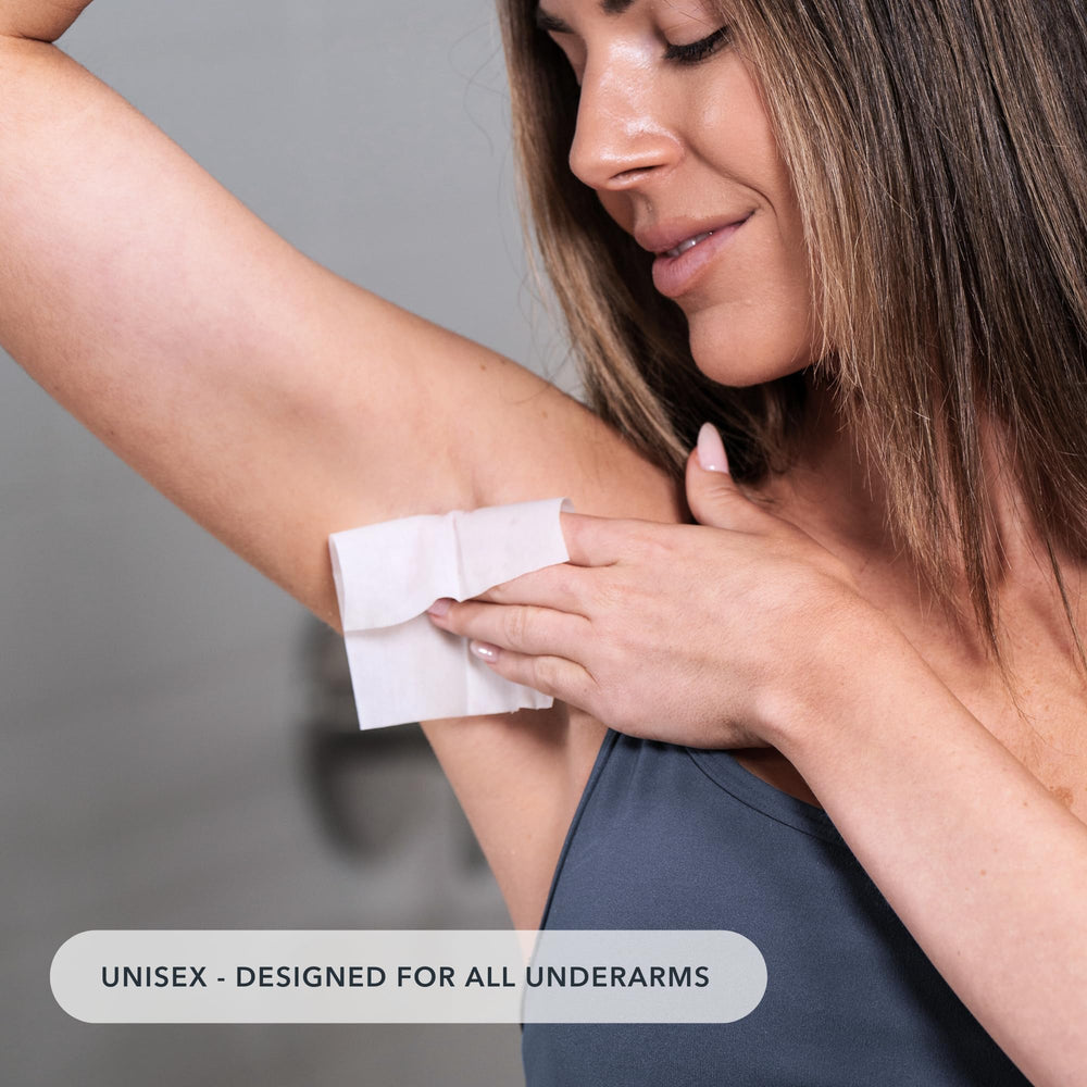 SweatBlock individually wrapped wipes for discreet, on-the-go use.