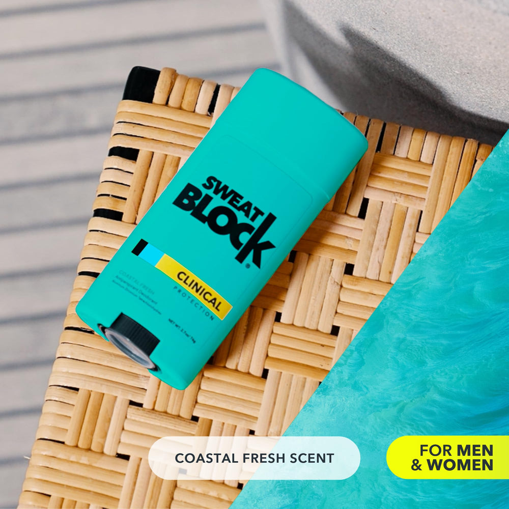 SweatBlock clinical-strength ingredients label highlights safety and purity.