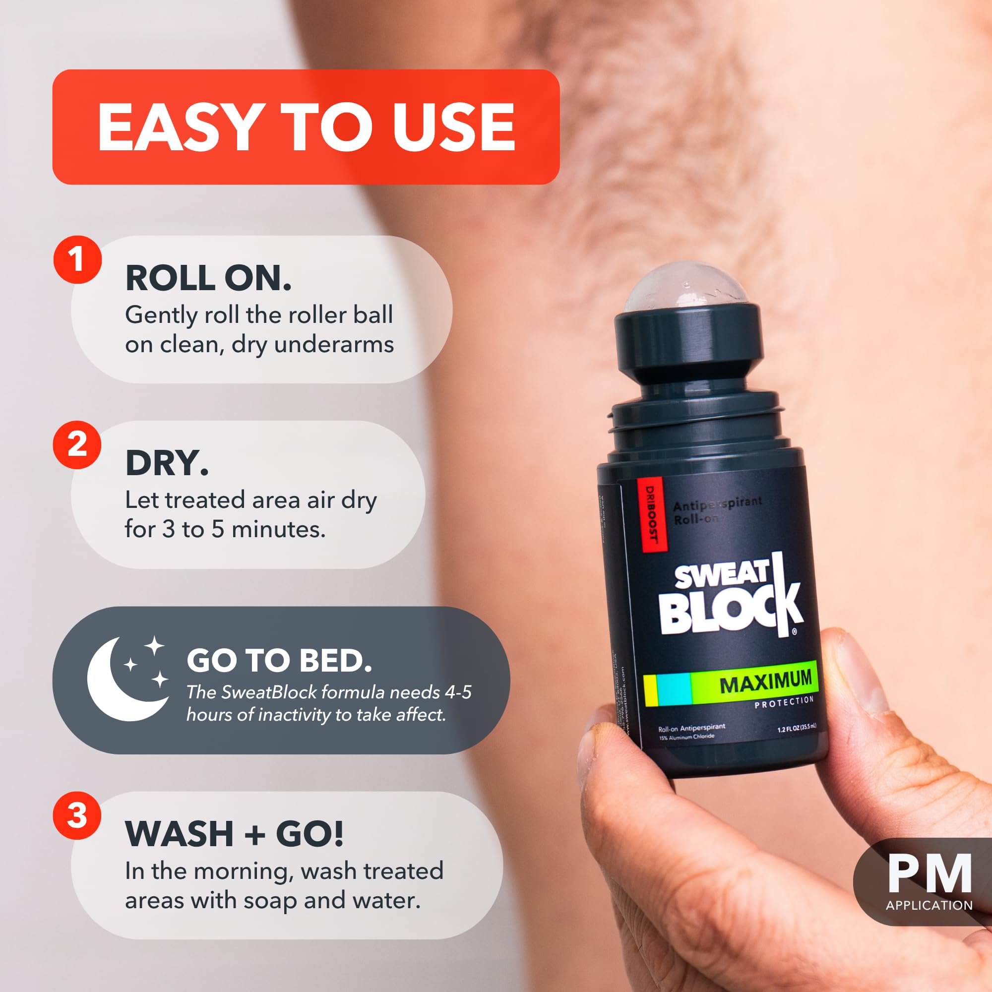 SweatBlock for men and women usage shot shows universal fit.