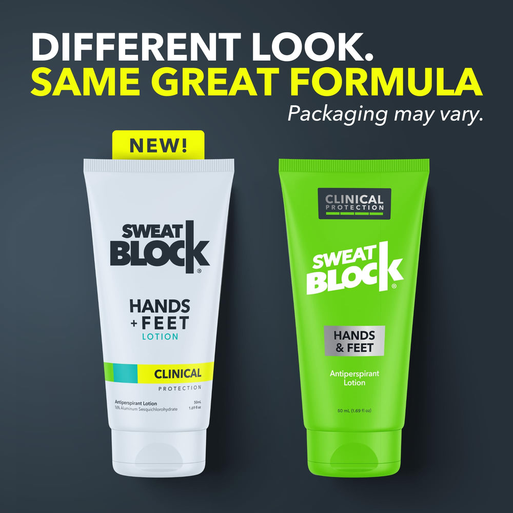 SweatBlock no-sticky-residue finish conveys comfortable dryness