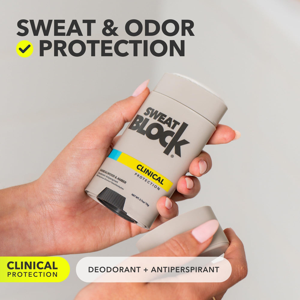 SweatBlock sandalwood-amber fragrance closeup highlights a fresh daily scent.