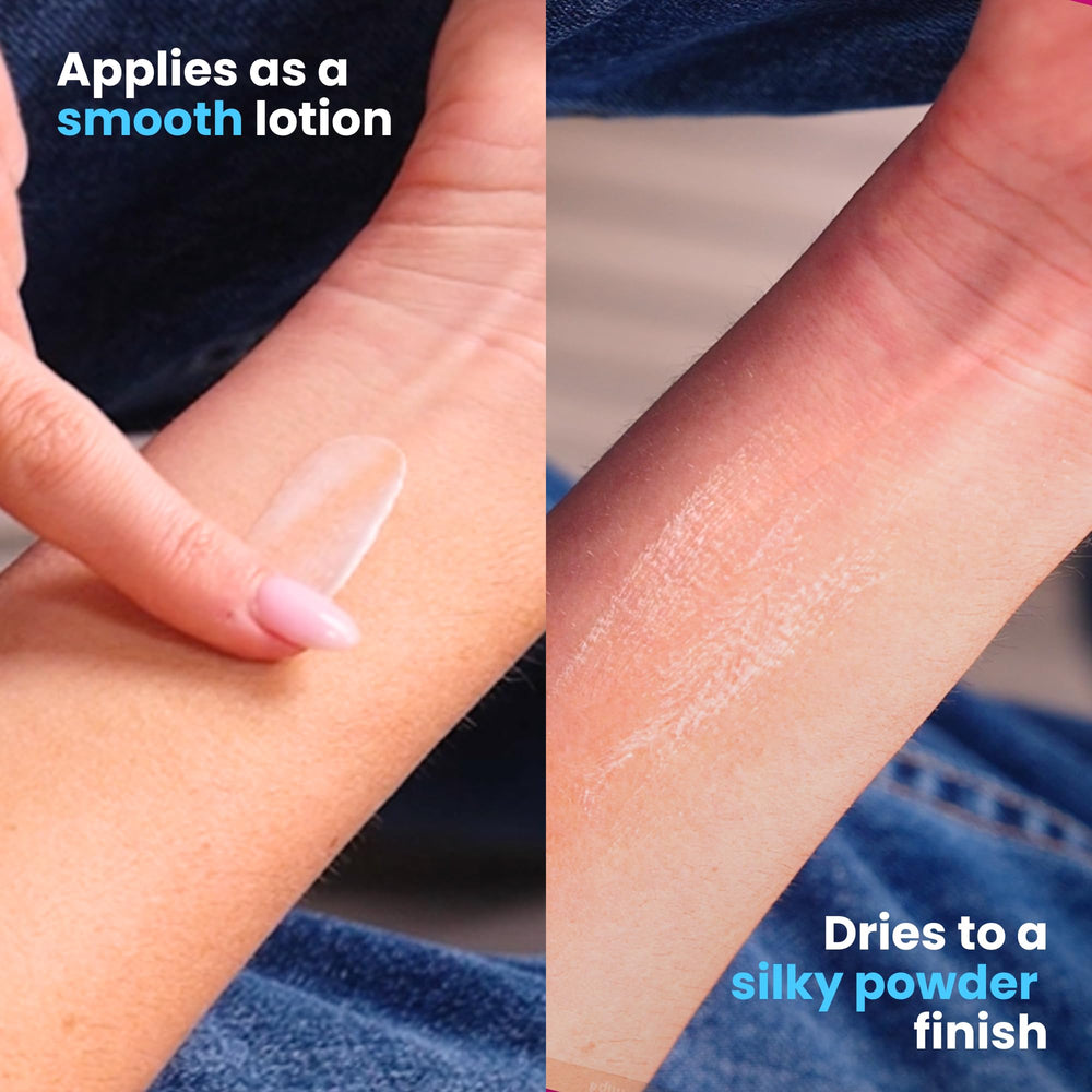 SweatBlock Super Fresh absorbent finish dries quickly with silky powder feel