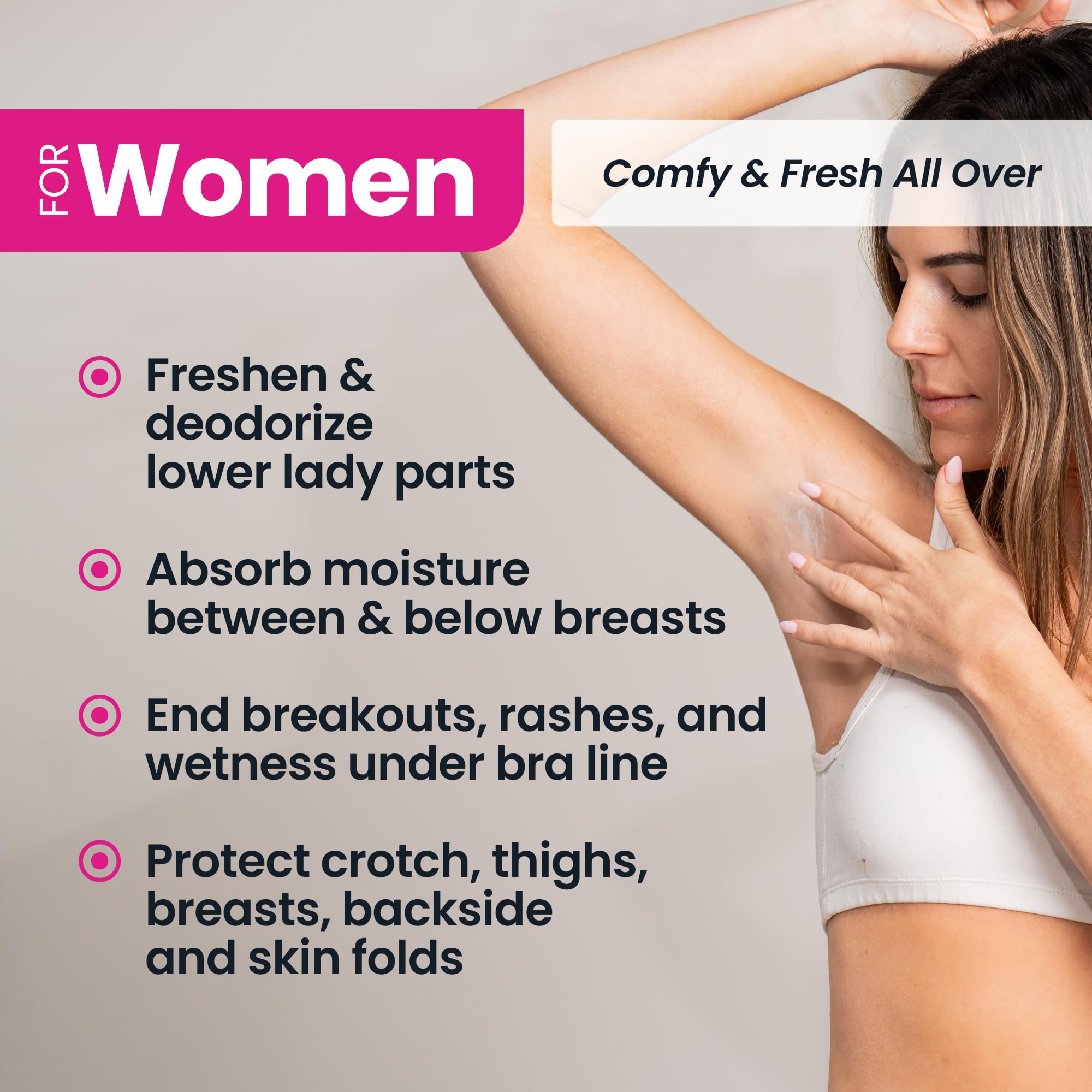 SweatBlock Super Fresh no talc or aluminum supports skin-friendly use