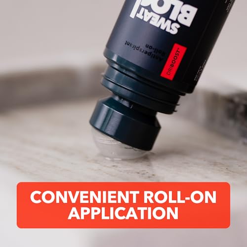 SweatBlock travel-size roll-on bottle on-the-go dryness for commuters.