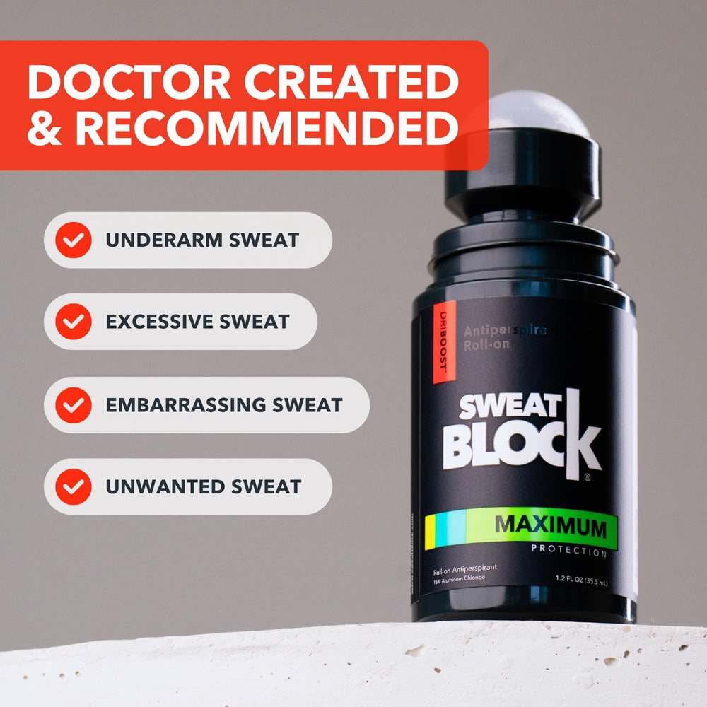 SweatBlock underarm close-up shows protected skin and dryness in daily use.