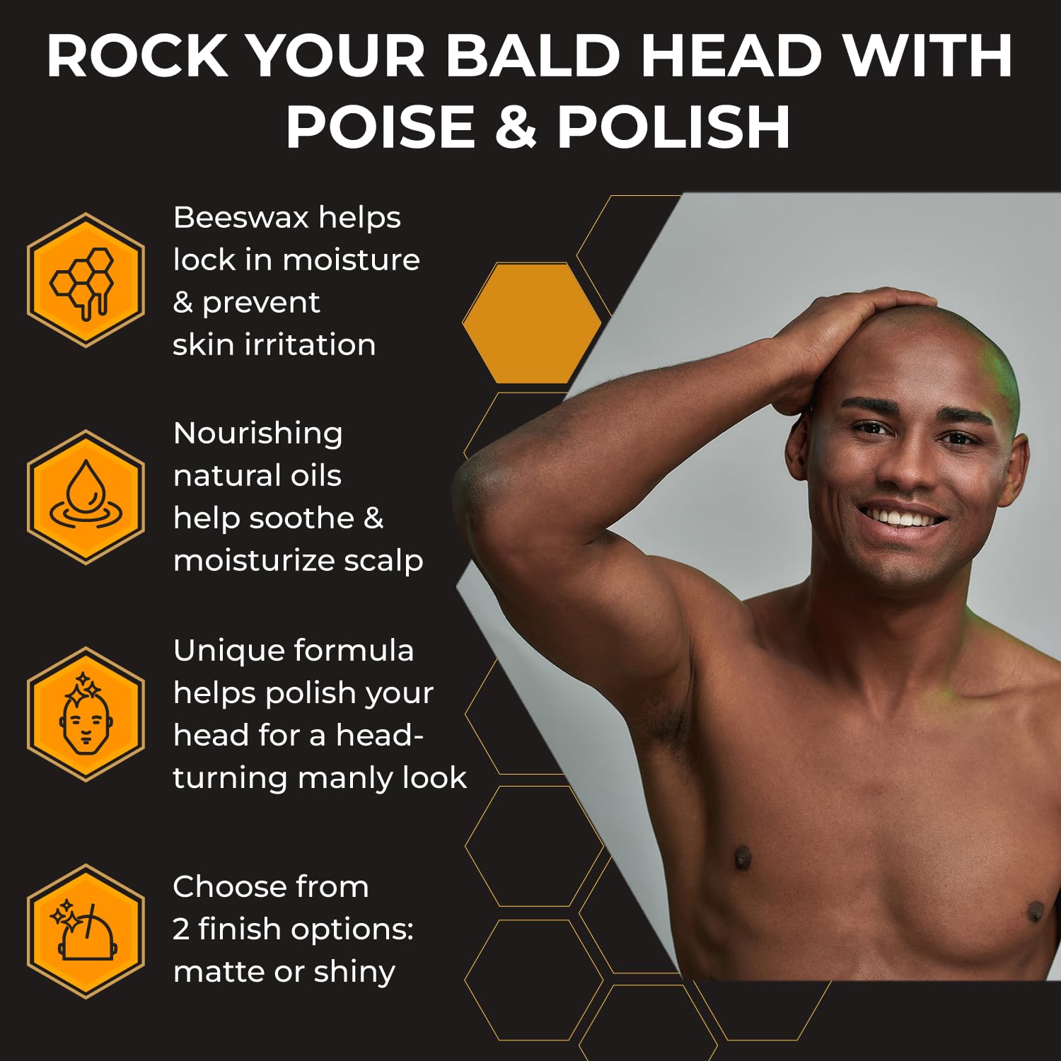 Sweet Comb Chicago Bald Head Polish matte finish after massaging into dry scalp