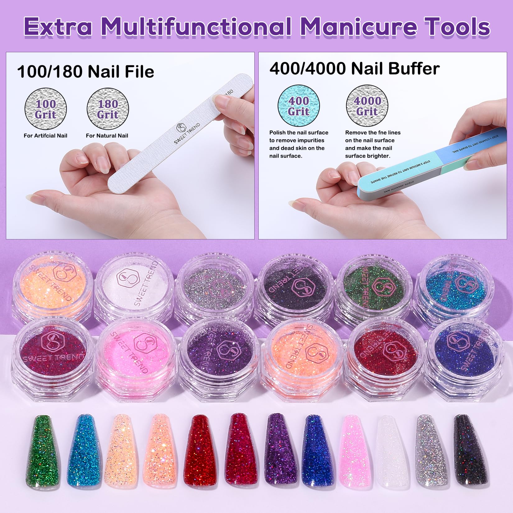 Sweet Trend acrylic brushes set offering precise application and clean lines.
