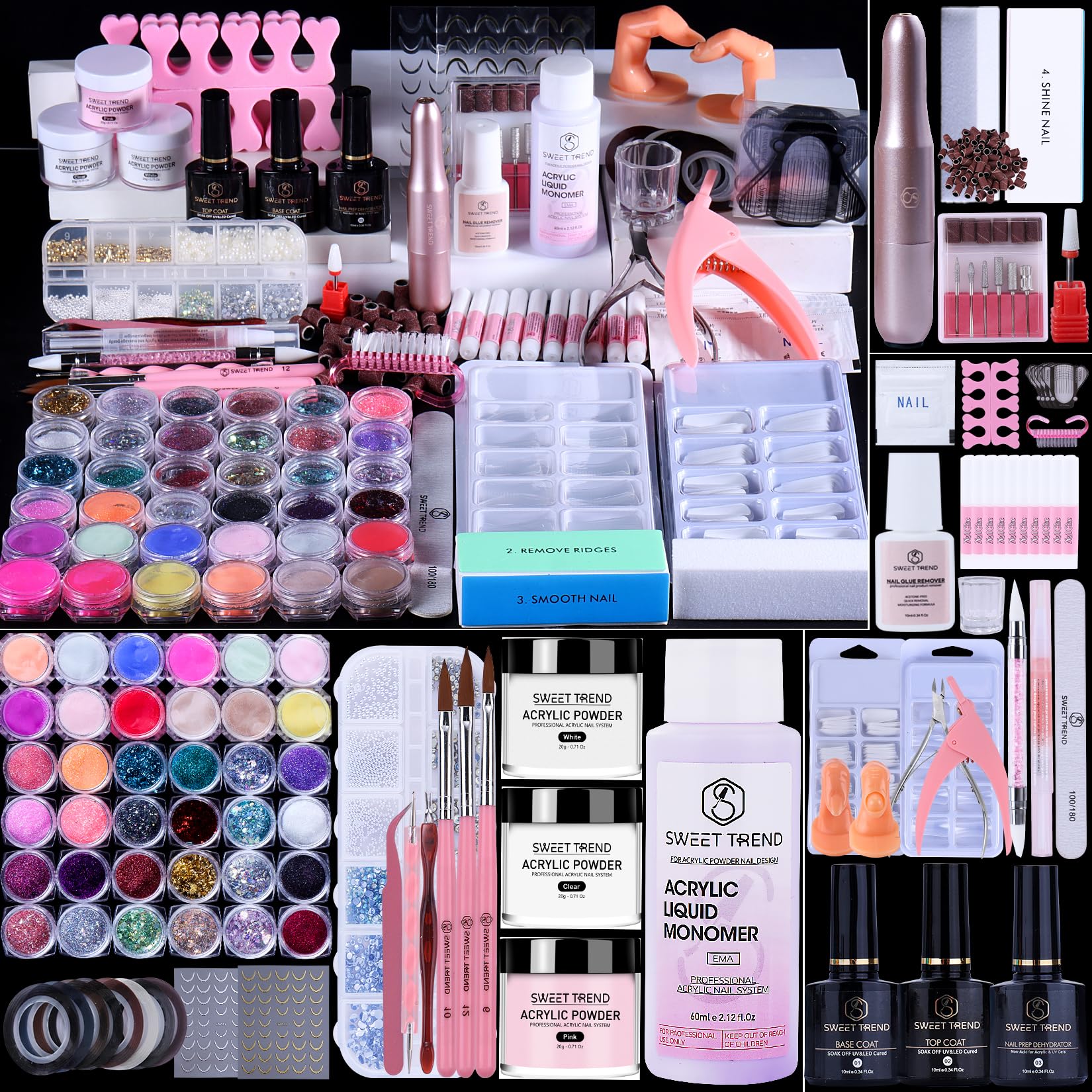 Sweet Trend acrylic nail kit drill helps beginners create precise at-home manicures.