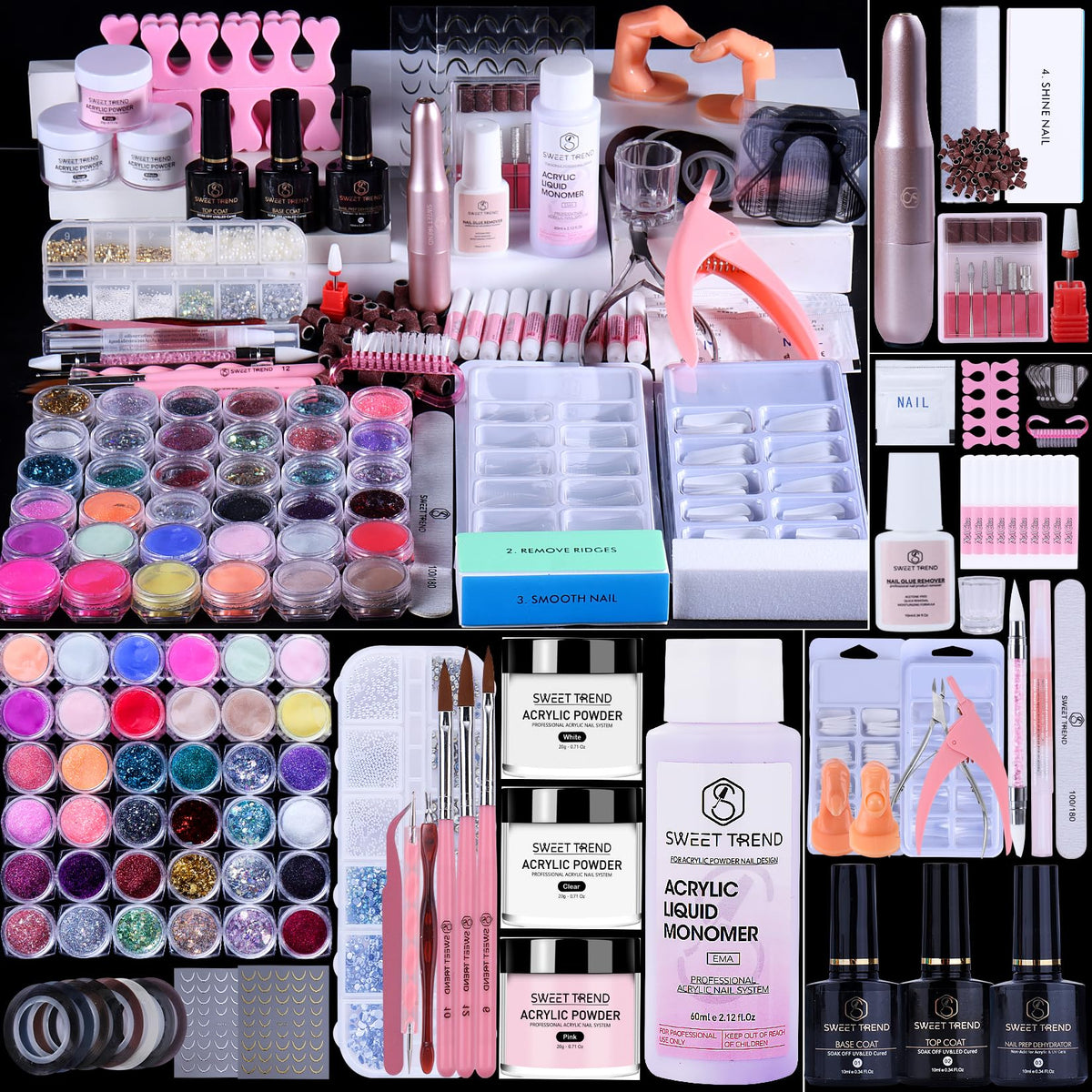 Sweet Trend acrylic nail kit drill helps beginners create precise at-home manicures.