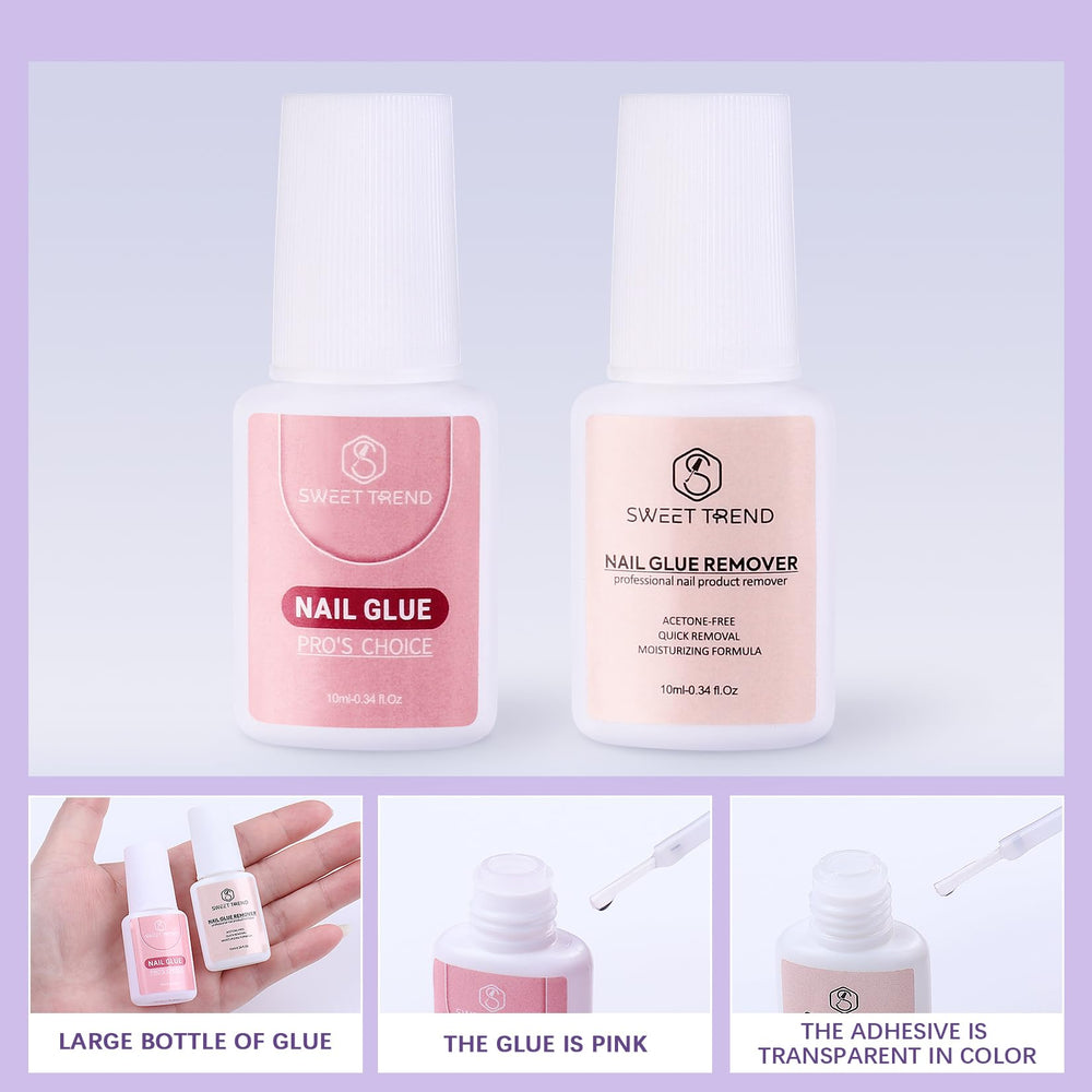 Sweet Trend nail glue remover set for secure adhesion and safe removal.