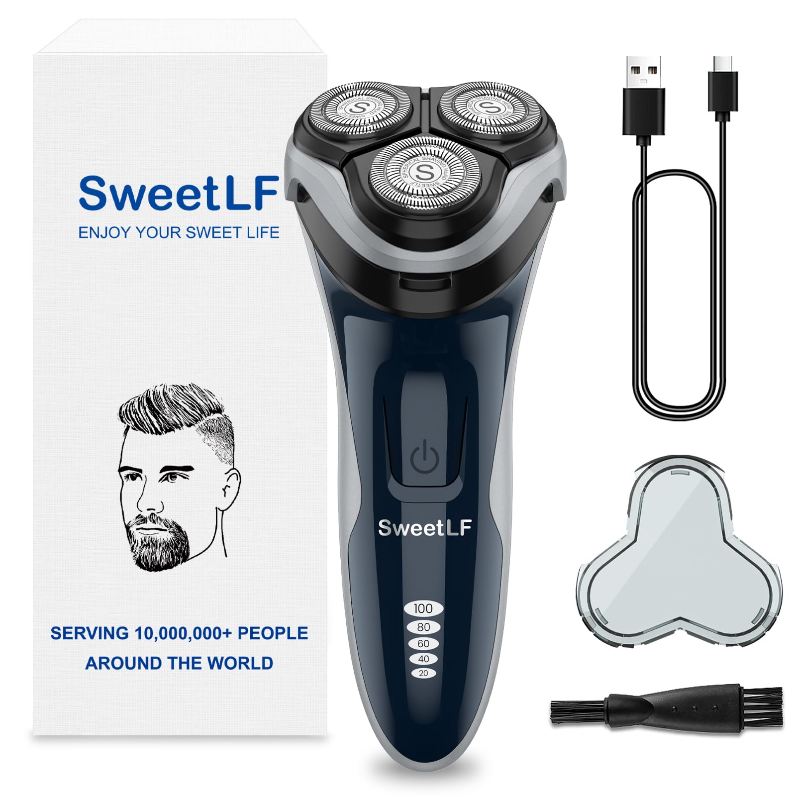 SweetLF electric razor with 3D floating heads for a precise, comfortable shave