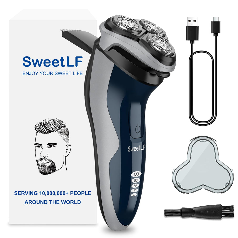 SweetLF electric razor blue in box for convenient home grooming routine