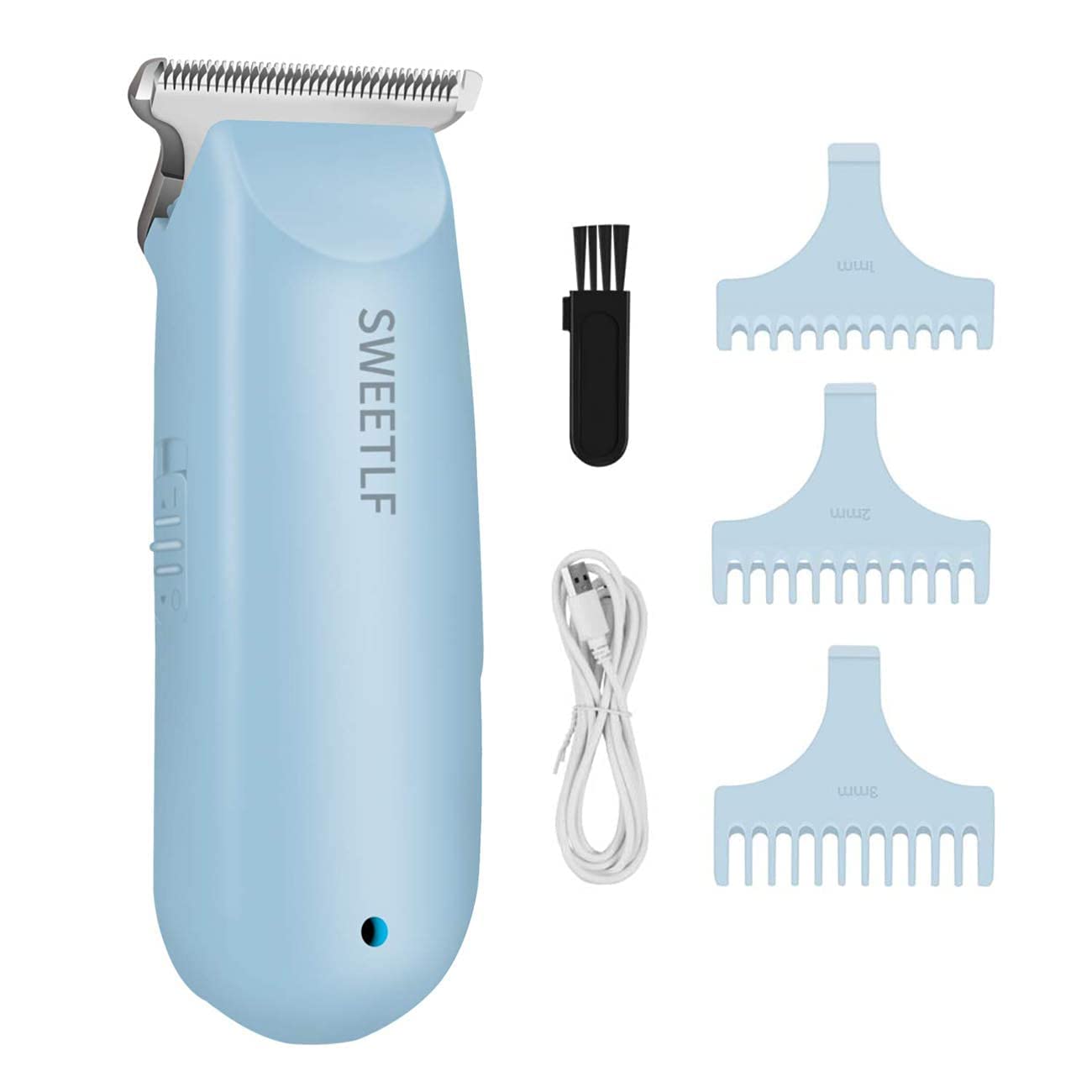 SweetLF hair clippers blue front view for convenient at-home grooming.