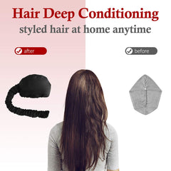 Sweetums Signatures bonnet hood with chin strap prevents slips during styling