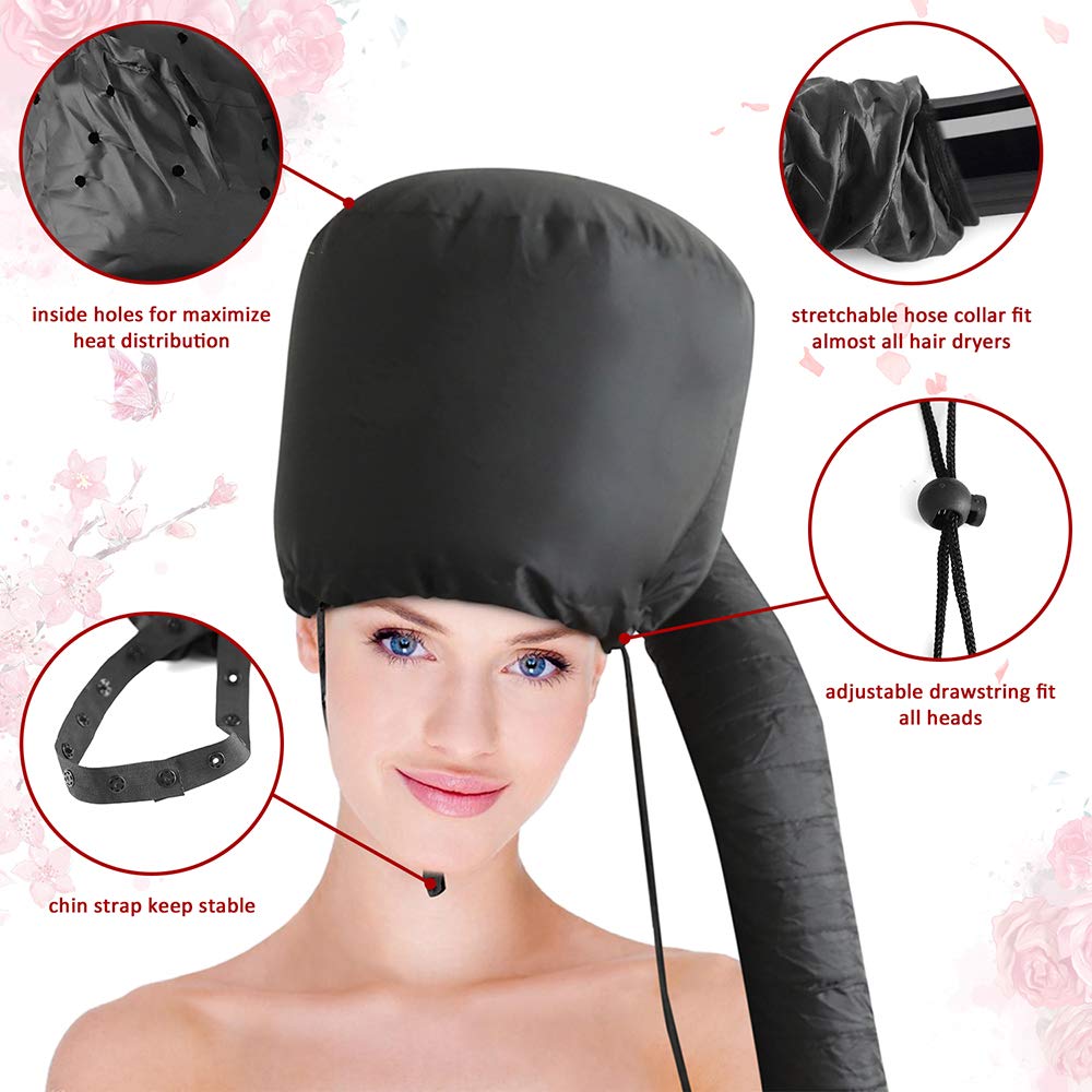 Sweetums Signatures hooded dryer on sofa for relaxed conditioning at home